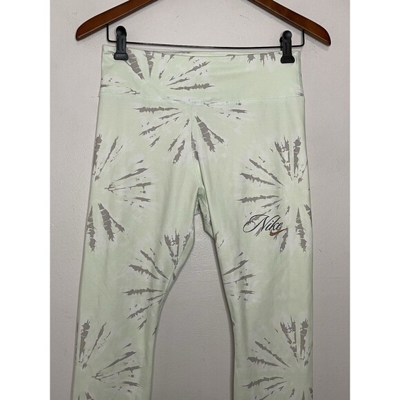 Women's Nike Dri-FIT  Mid-Rise Tie-Dye Leggings Womens medium Green Gray Active - Picture 2 of 7